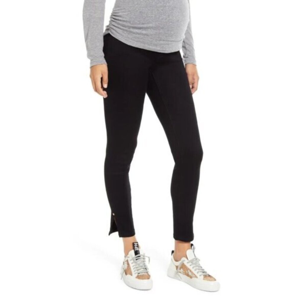 1822 Denim Butter Ankle Slit Maternity Jeans Black SZ 28 NWT